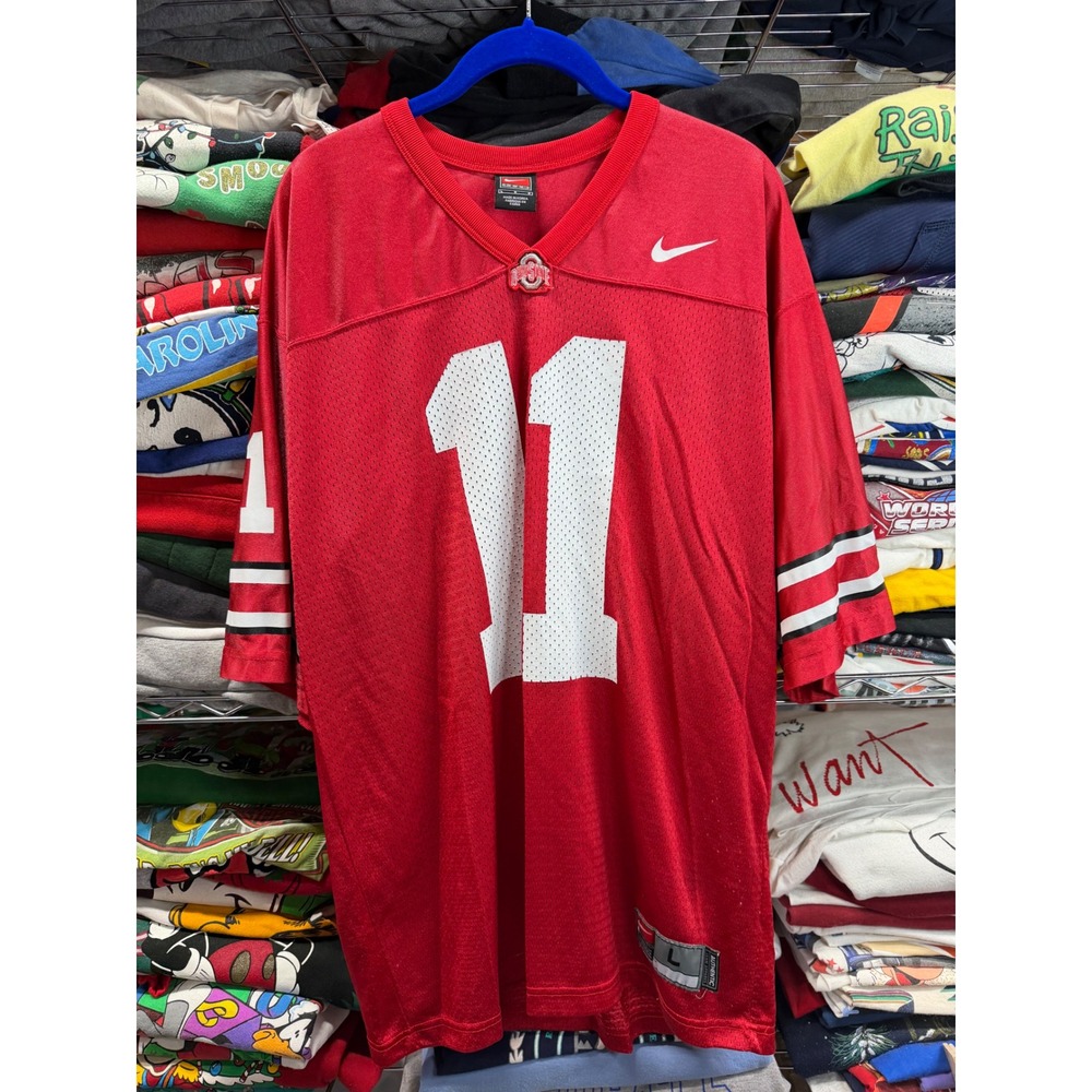 Nike Ohio State Buckeyes Jersey Mens Large Red Football #11 Mesh NCAA Authentic